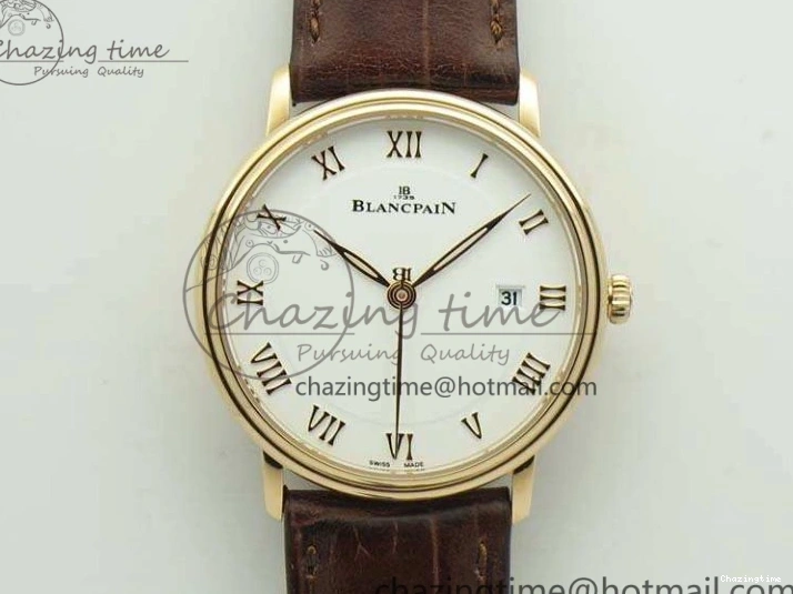 0309 Villeret 6651 RG ZF 1:1 Best Edition White Dial On Brown Leather Strap A Unique 8097